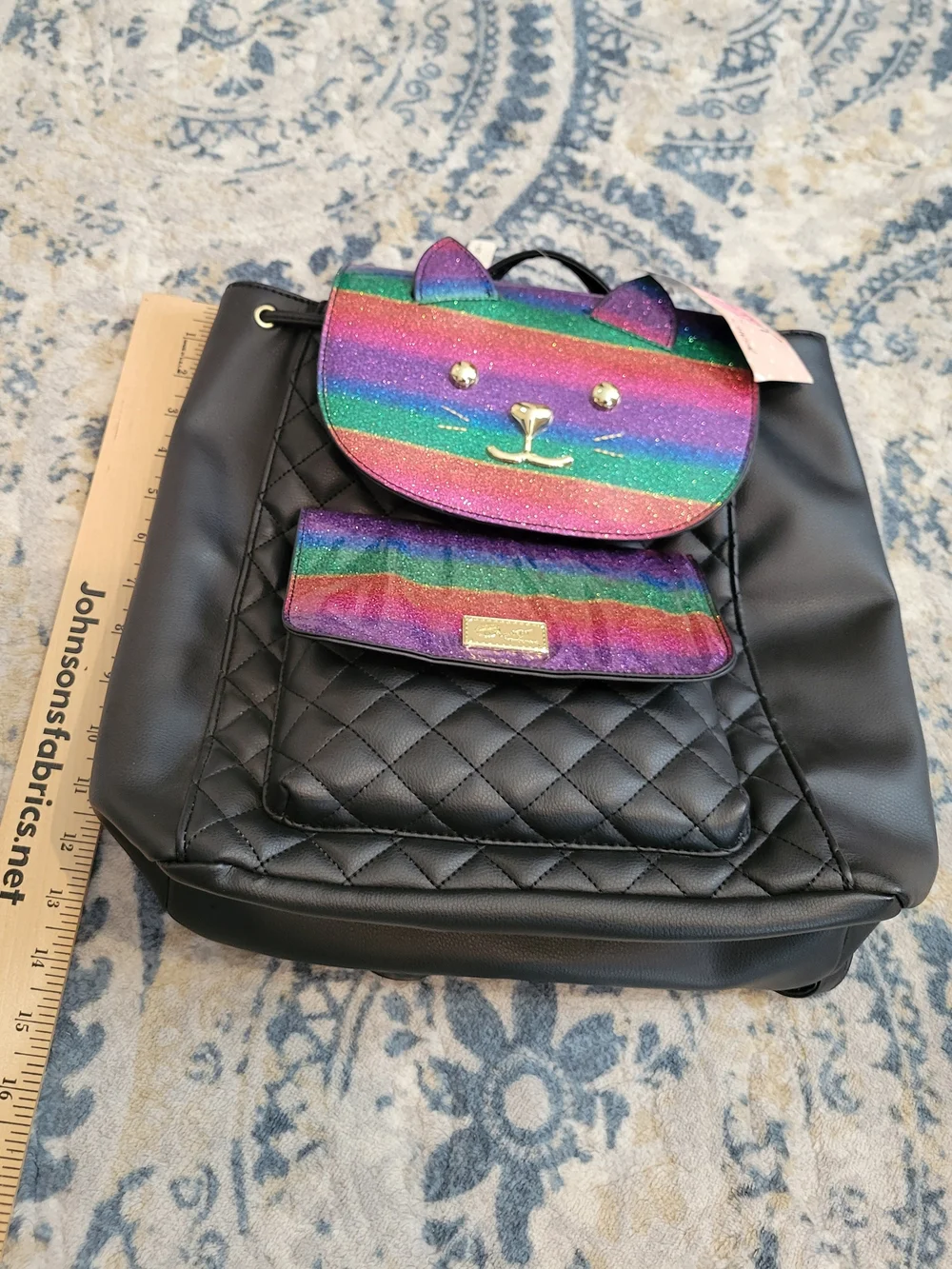 Betsy Johnson Sparkle Cat Backpack - Rainbow Glitter NWT